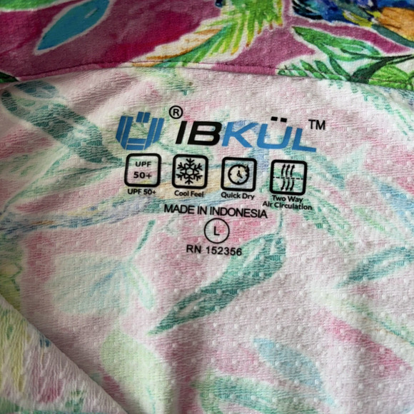 IBKUL Golf Shirt Womens Size Large 1/4 Zip Floral Peacock Pink Quick Dry UPF 50 - Picture 6 of 6